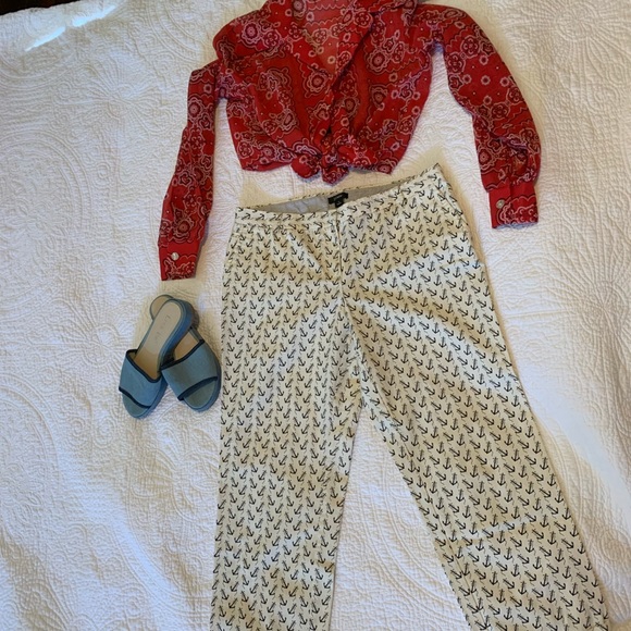 Vintage J Crew Anchors Away Ivory Crop Pants 8 - Picture 2 of 8